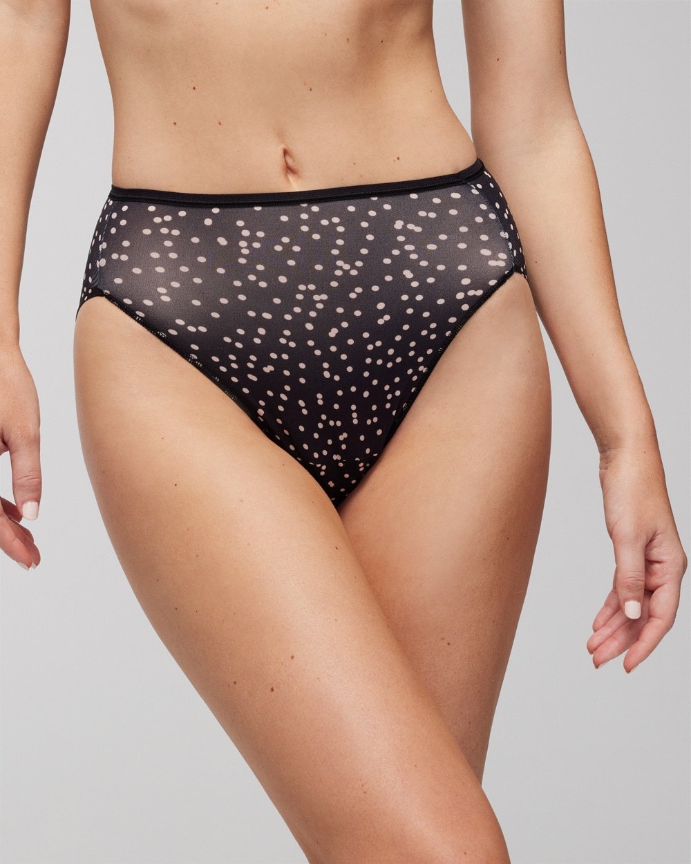 Soma Women's No Show Microfiber High-leg Underwear In Joyous Dot Black Size Large |  Vanishing Edge P