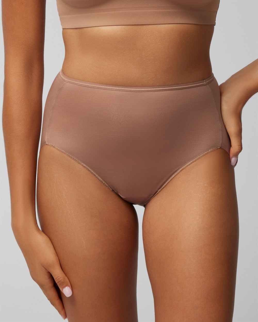 Soma Women's No Show Microfiber Modern Brief Underwear In Brown Size 2xl |  Vanishing Edge Panties