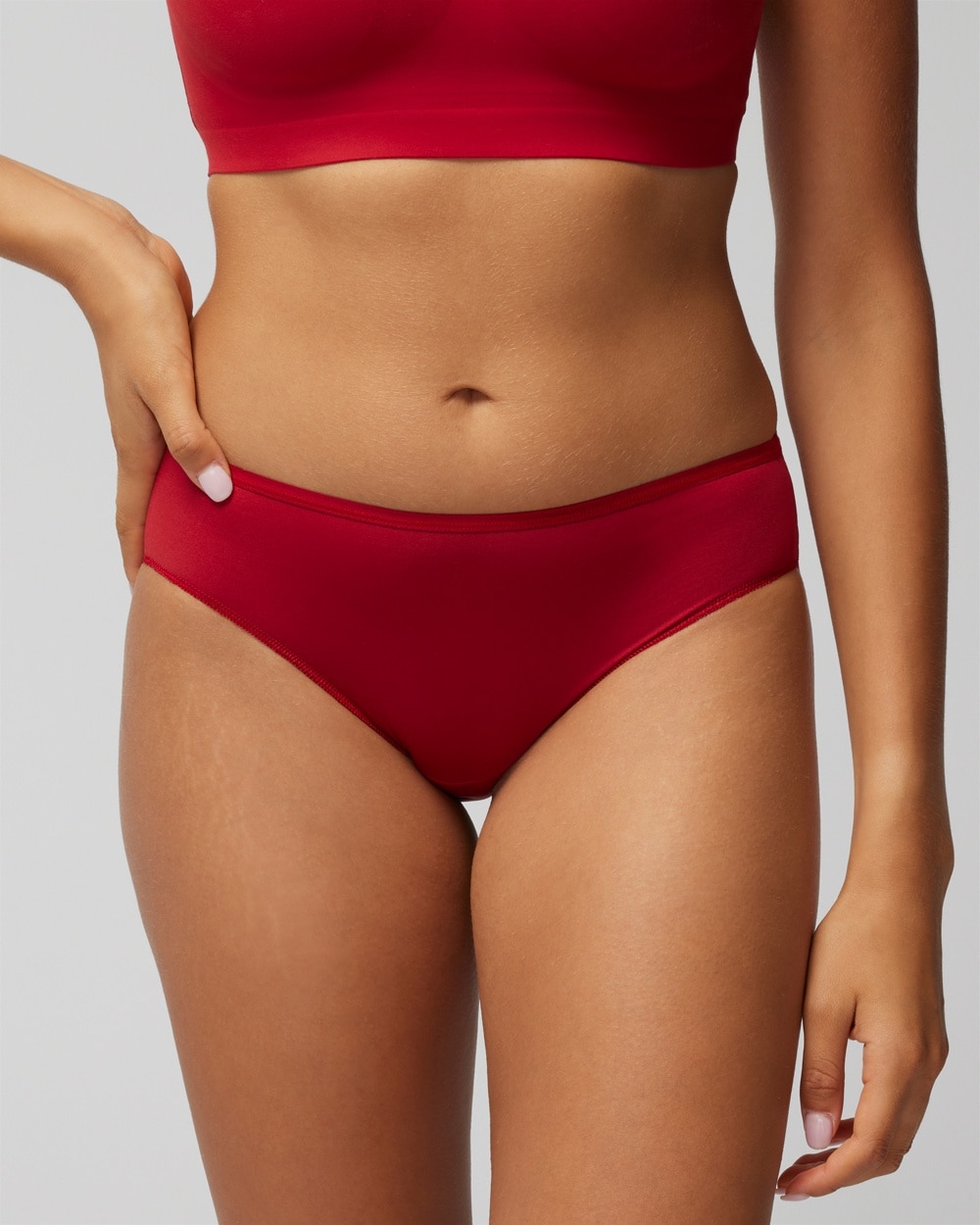 Soma Women's No Show Microfiber Hipster Underwear In Red Size Xs |  Vanishing Edge Panties