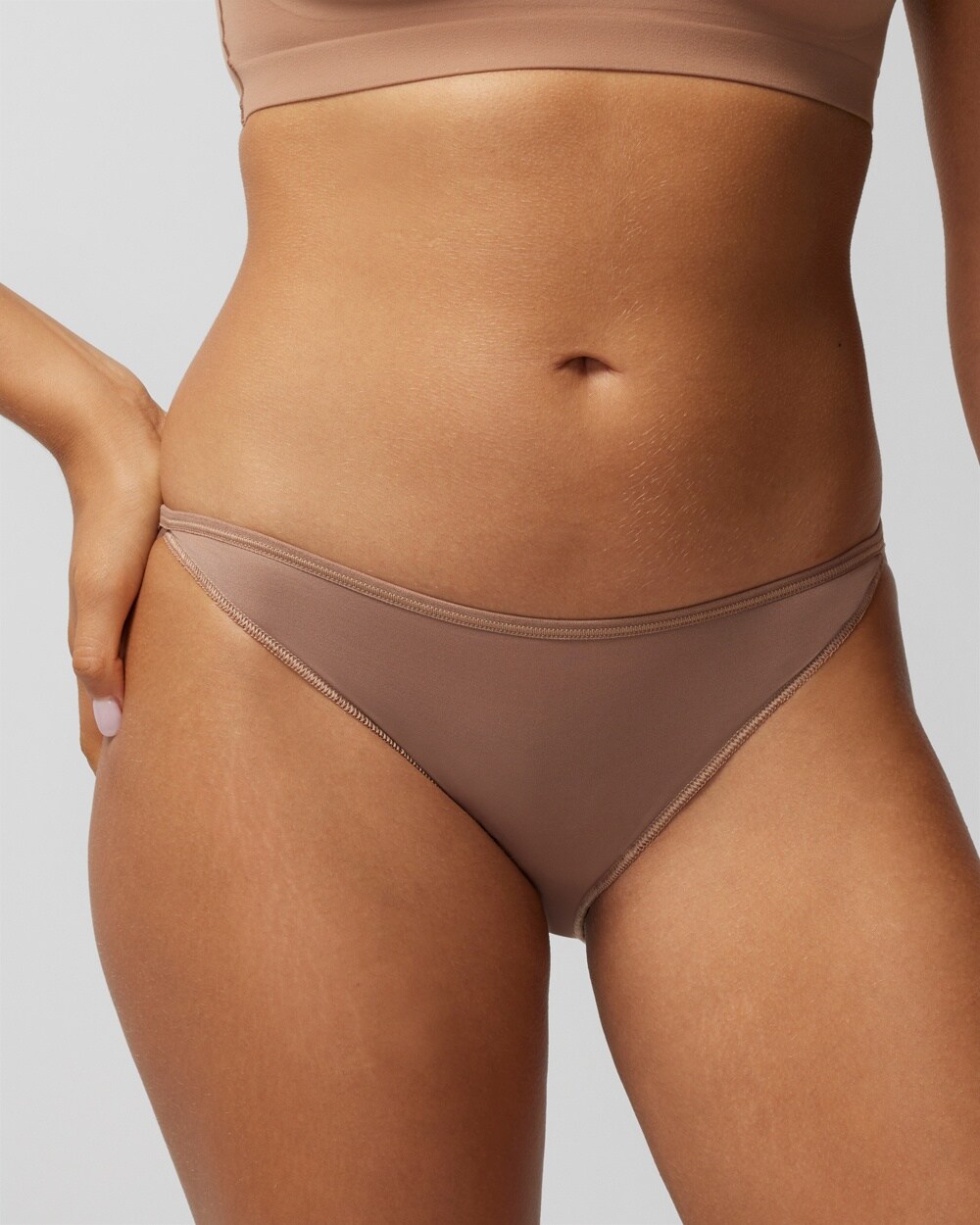 Women's No Show Microfiber Bikini Underwear In Brown Size Large | Vanishing  Edge Panties