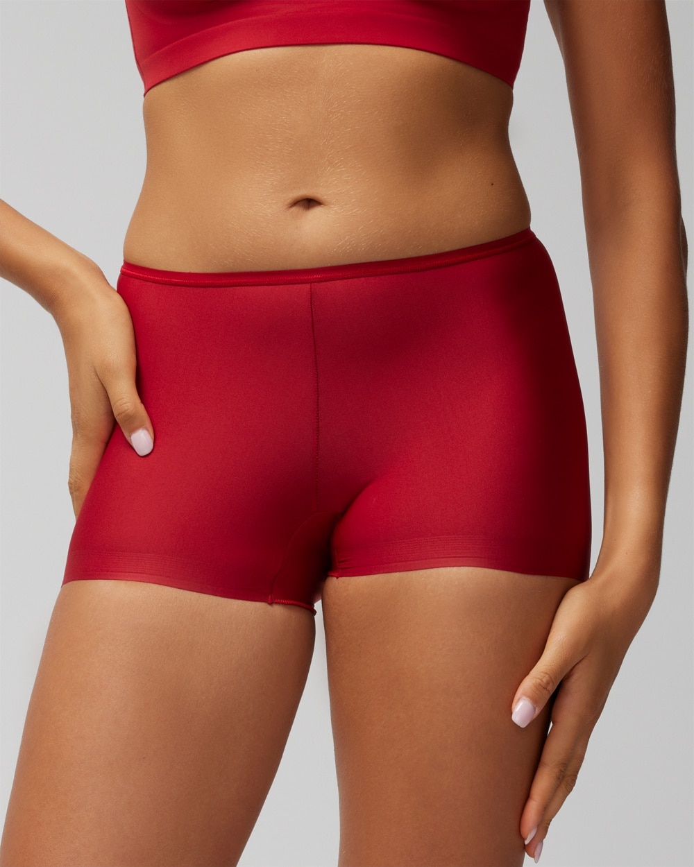 Soma Women's No Show Microfiber Boyshort Underwear In Red Size Xs |  Vanishing Edge Panties