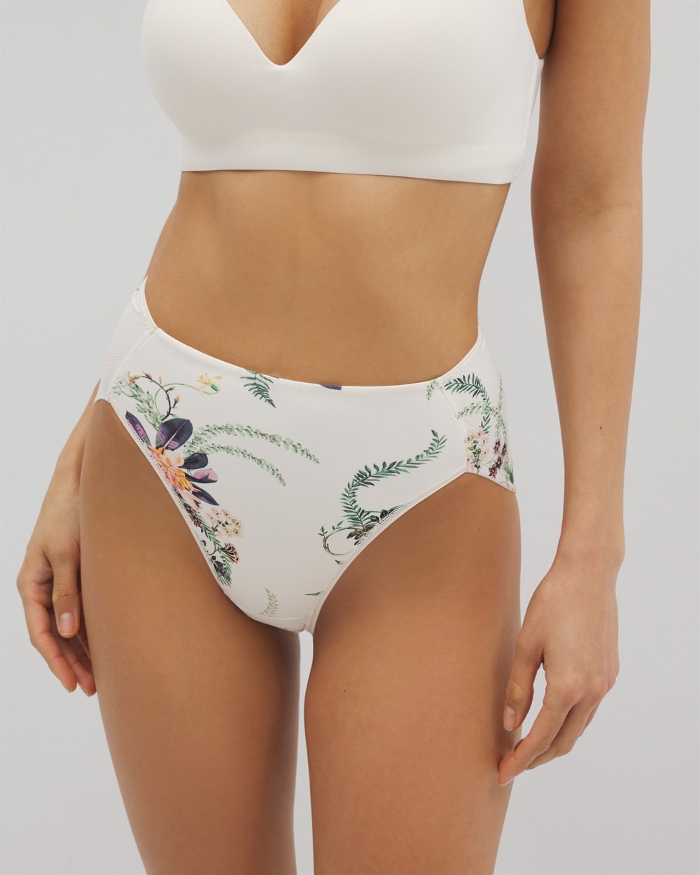 Soma Women's Vanishing Tummy High-leg Brief Panty In Ivory Size Small | In Paradise Plumes D M Champ