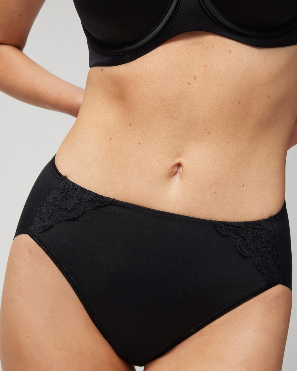 Soma Vanishing Tummy High-Leg Shaping Brief Underwear with Lace, Black, size S