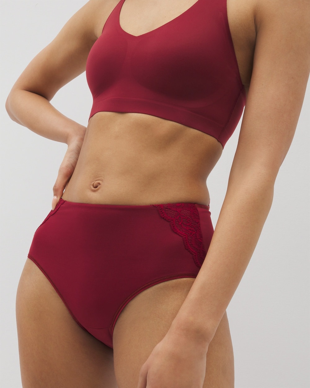 Shop Soma Women's Vanishing Tummy Modern Brief Panty With Lace In Red Size Large |