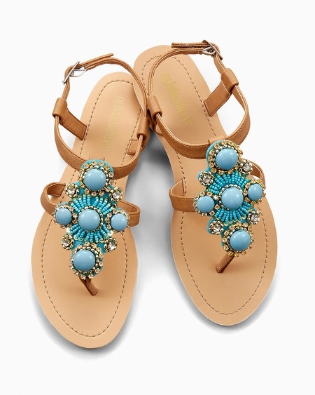 Olivia Miller Turquoise Stone Flat Sandal