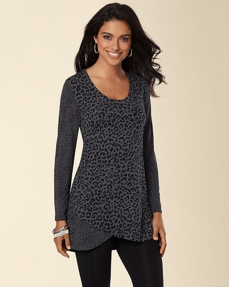 Wrapped Hem Tunic-Luxe Leopard Black