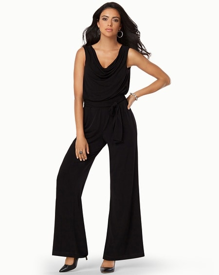Muse Sleeveless Drape Neck Jumpsuit Black