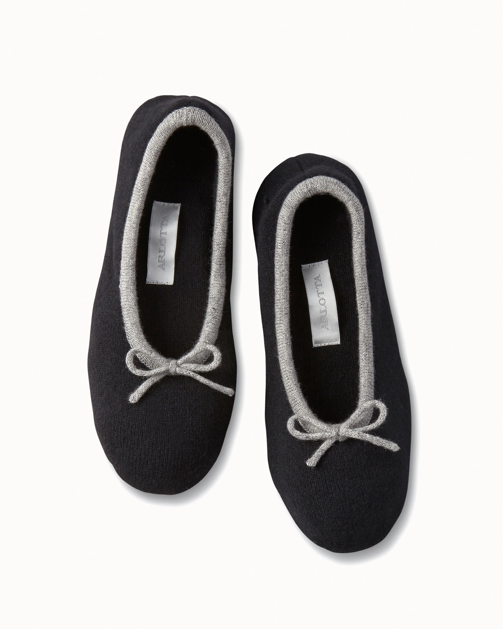 Arlotta Drawcord Cashmere Slippers Black And Heather Grey