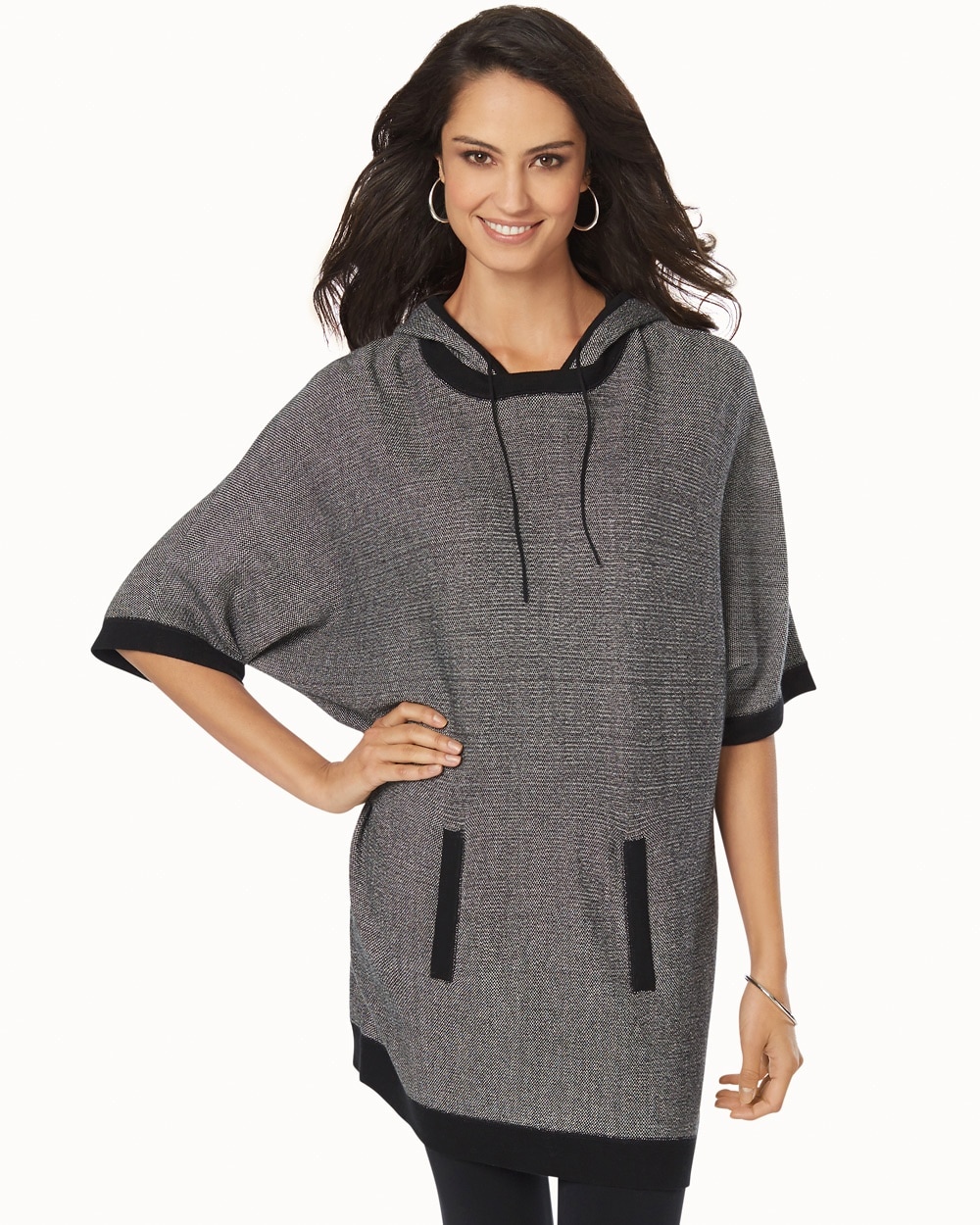 Live.Lounge.Wear. Hooded Sweater Poncho Heather Black