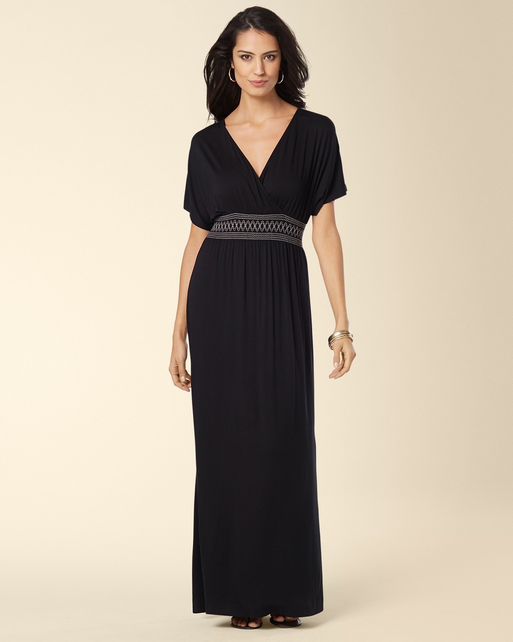 Smocked Waist Short Sleeve Maxi Dress - Shop Women's Dresses - Soft ...