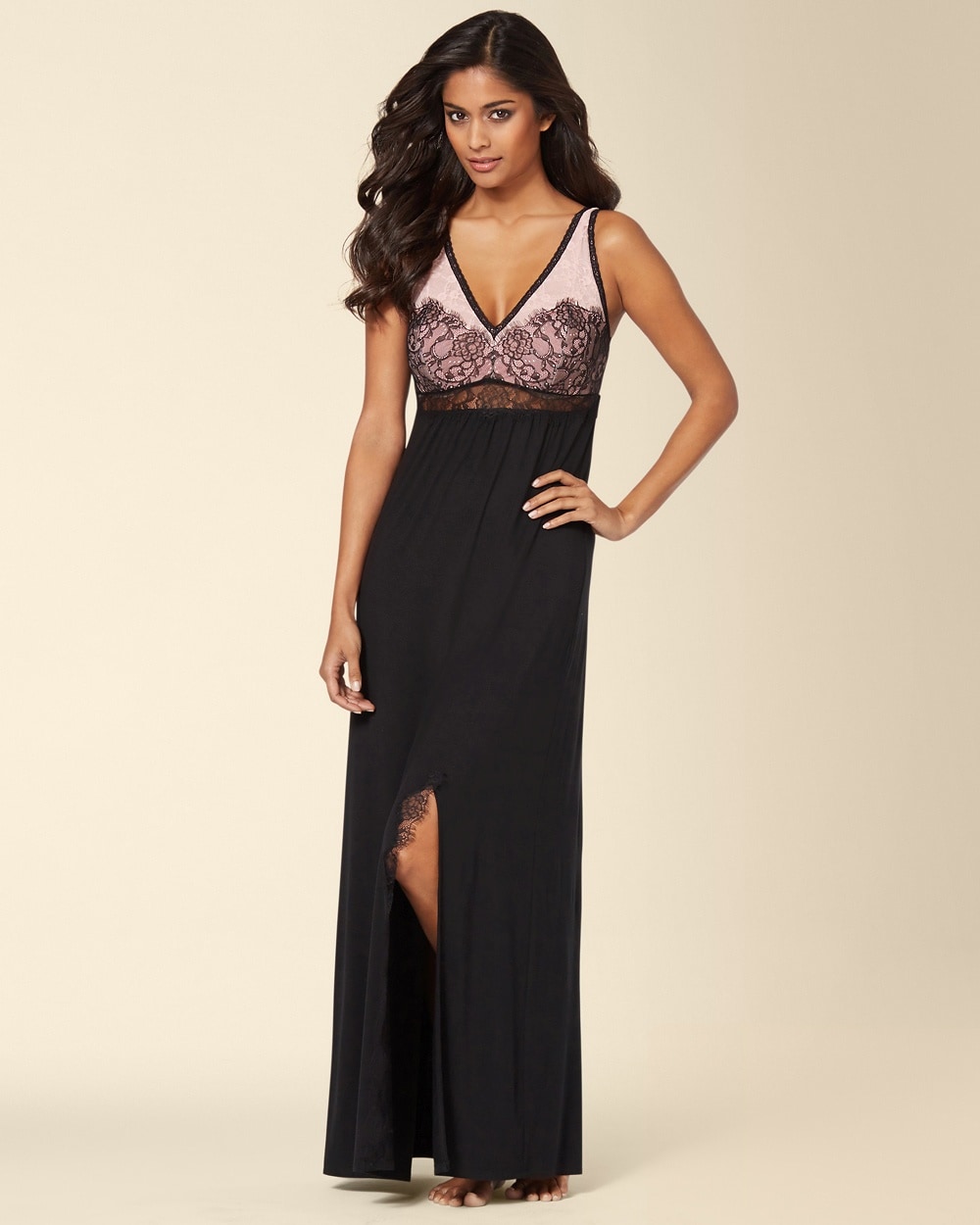 Chantilly Lace Long Nightgown Black