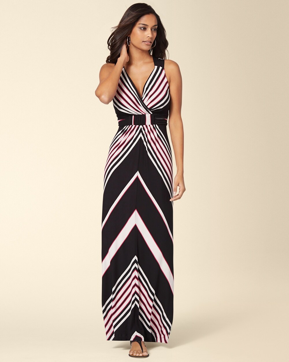 Sleeveless Cross Back Maxi Dress Naples Chevron Black