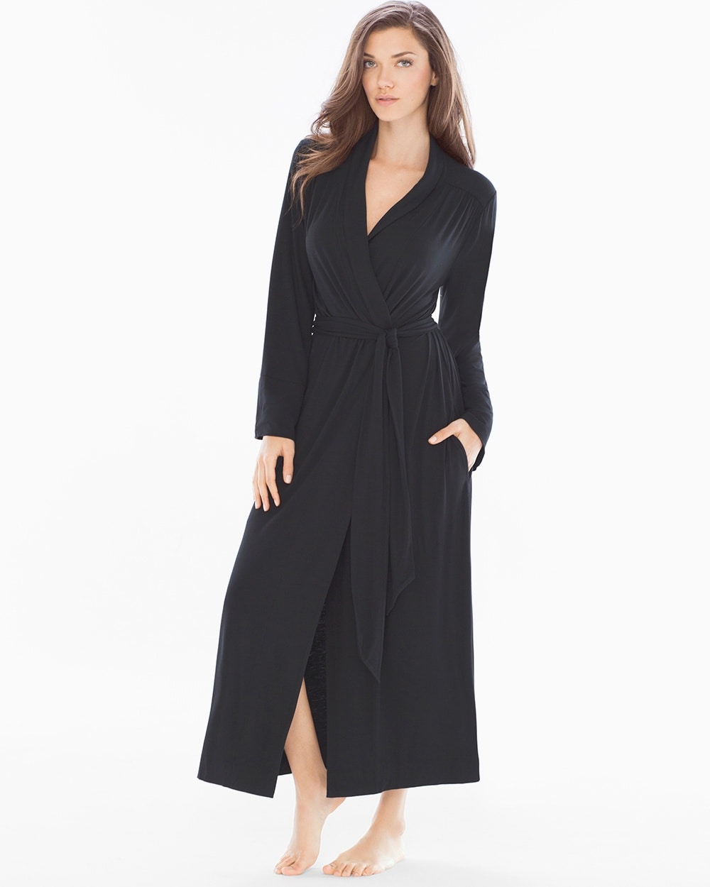 Cool Nights Tea Length Robe Black