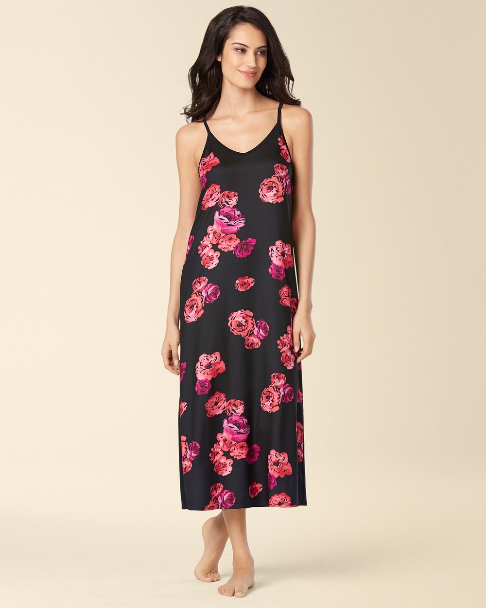 Midnight By Carole Hochman Floating Floral Tea Length Nightgown