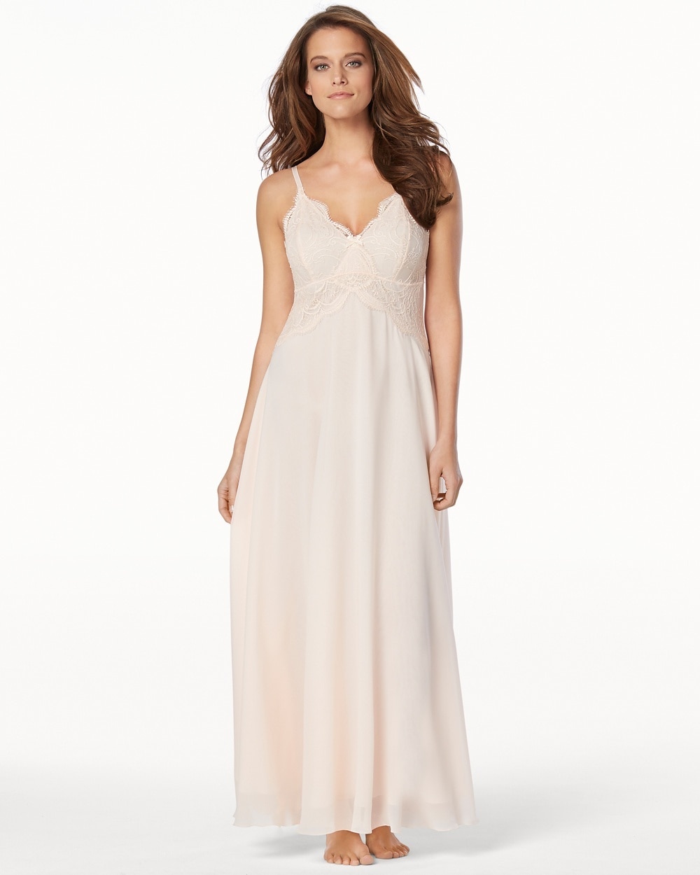Enticing Lace Long Nightgown Porcelain
