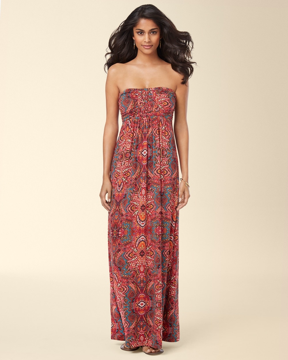 Braided Bodice Strapless Maxi Dress