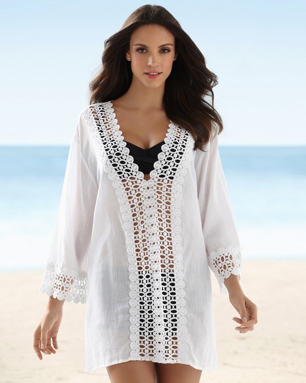 La Blanca Crochet Edge Tunic Swim Cover Up/ Sizes:1X-3X