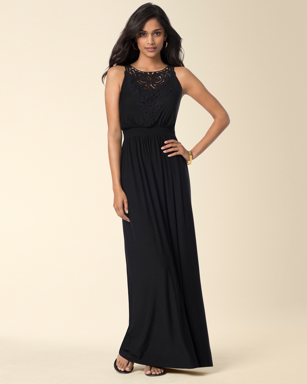 Lace Bodice Detail Sleeveless Maxi Dress Black
