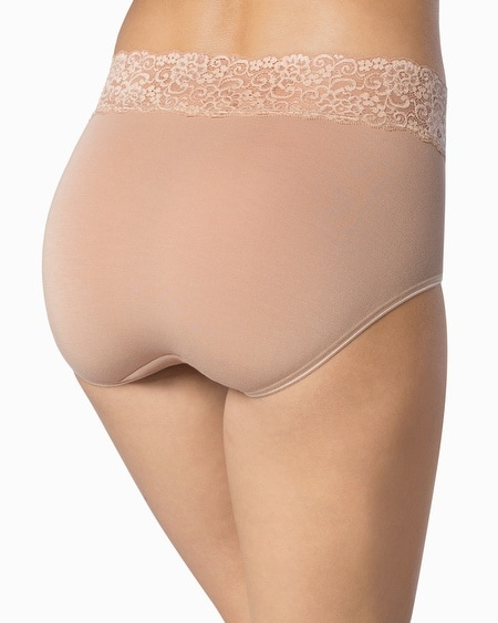 Soma Embraceable Signature Lace High-Leg Brief, Blurred Graphite/Ivory,  Size XXL