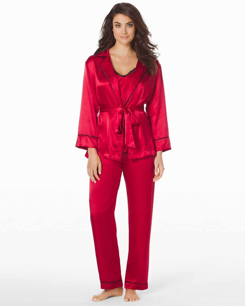 Oscar de la Renta Silky Charmeuse 3-Piece Pajama Set