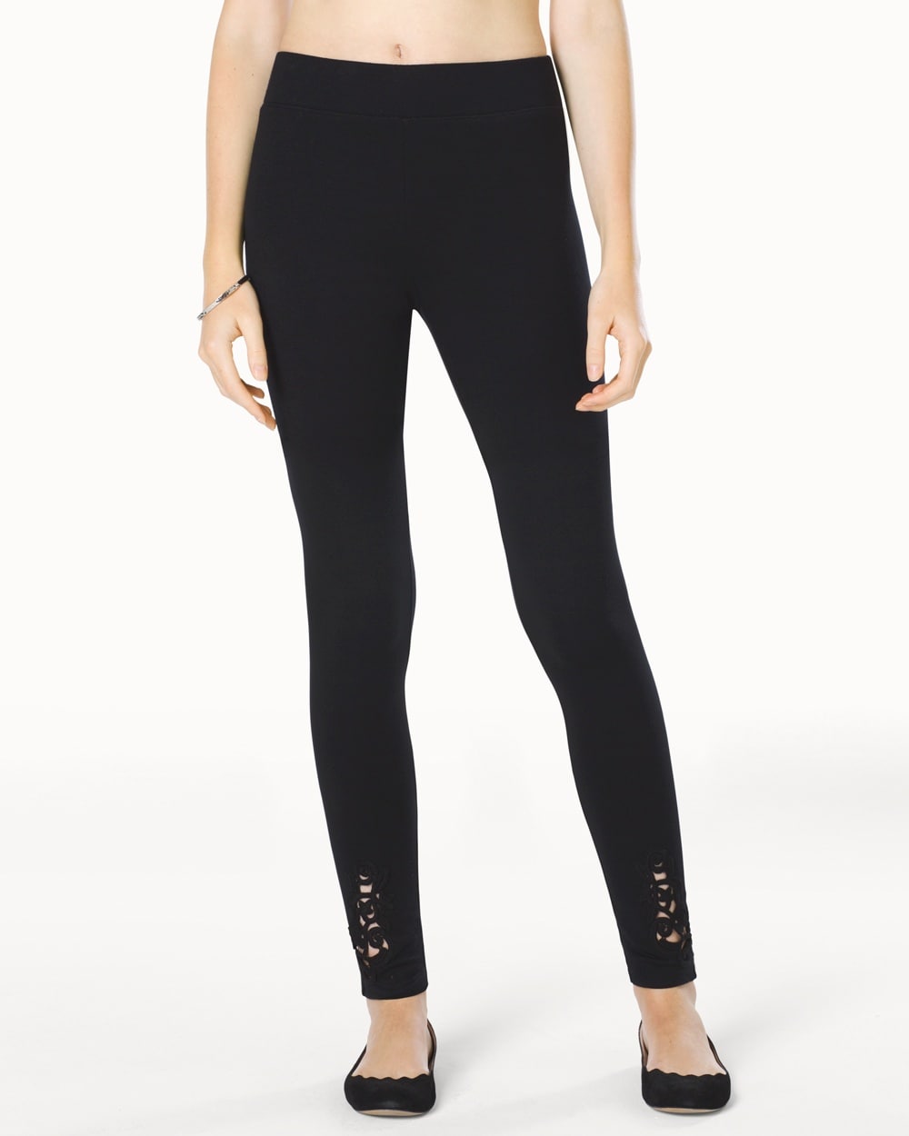 Live. Lounge. Wear. Fleece Leggings with Lace Applique