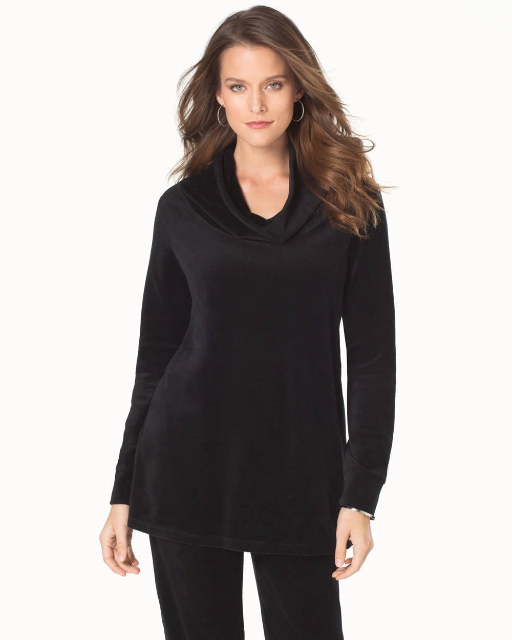 Live. Lounge. Wear. Velour Cowl Neck Long Sleeve Top