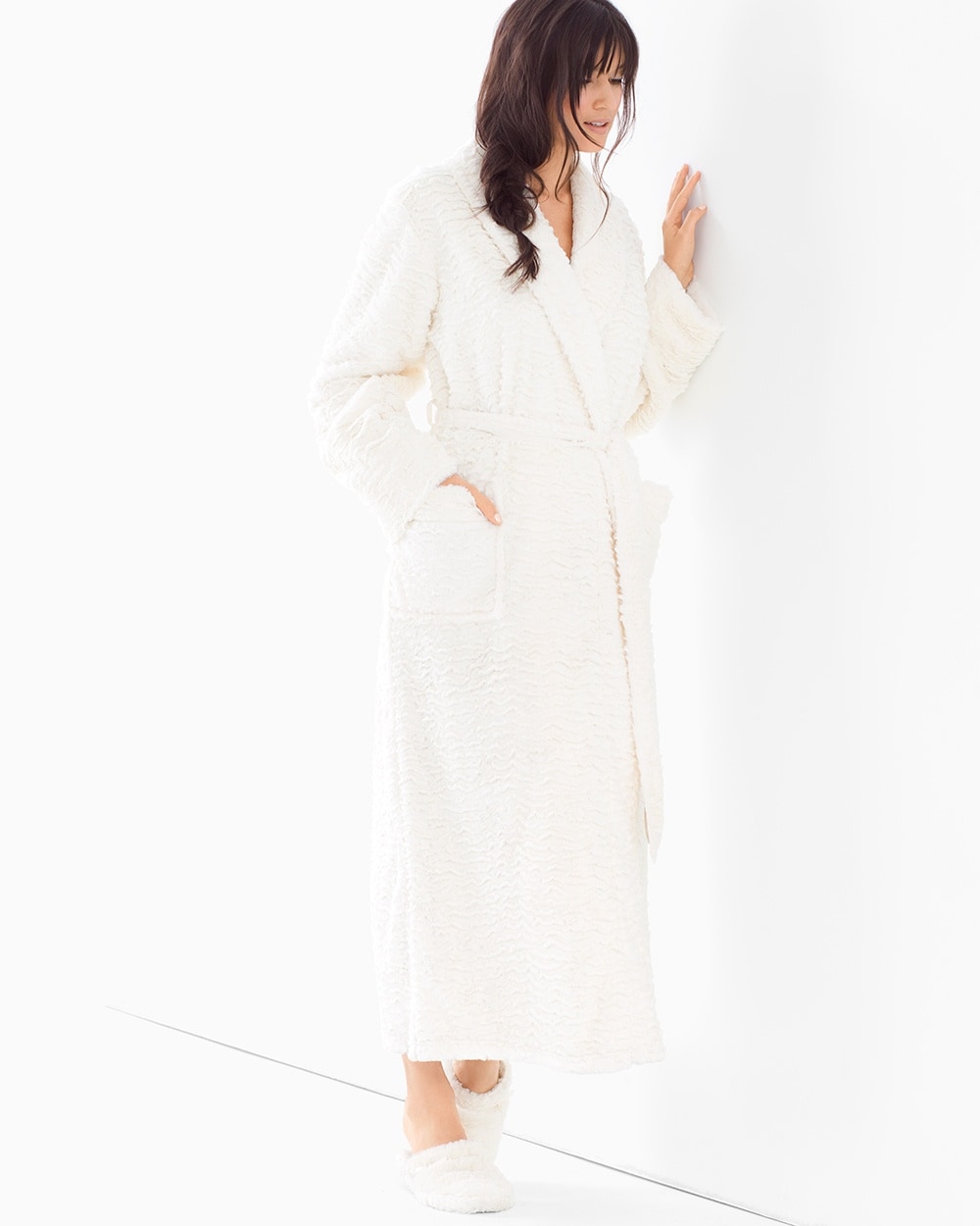Embraceable Luxe Marble Long Robe Ivory