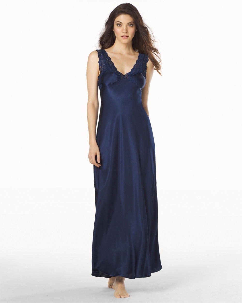 Jonquil Taylor Long Satin Nightgown Navy