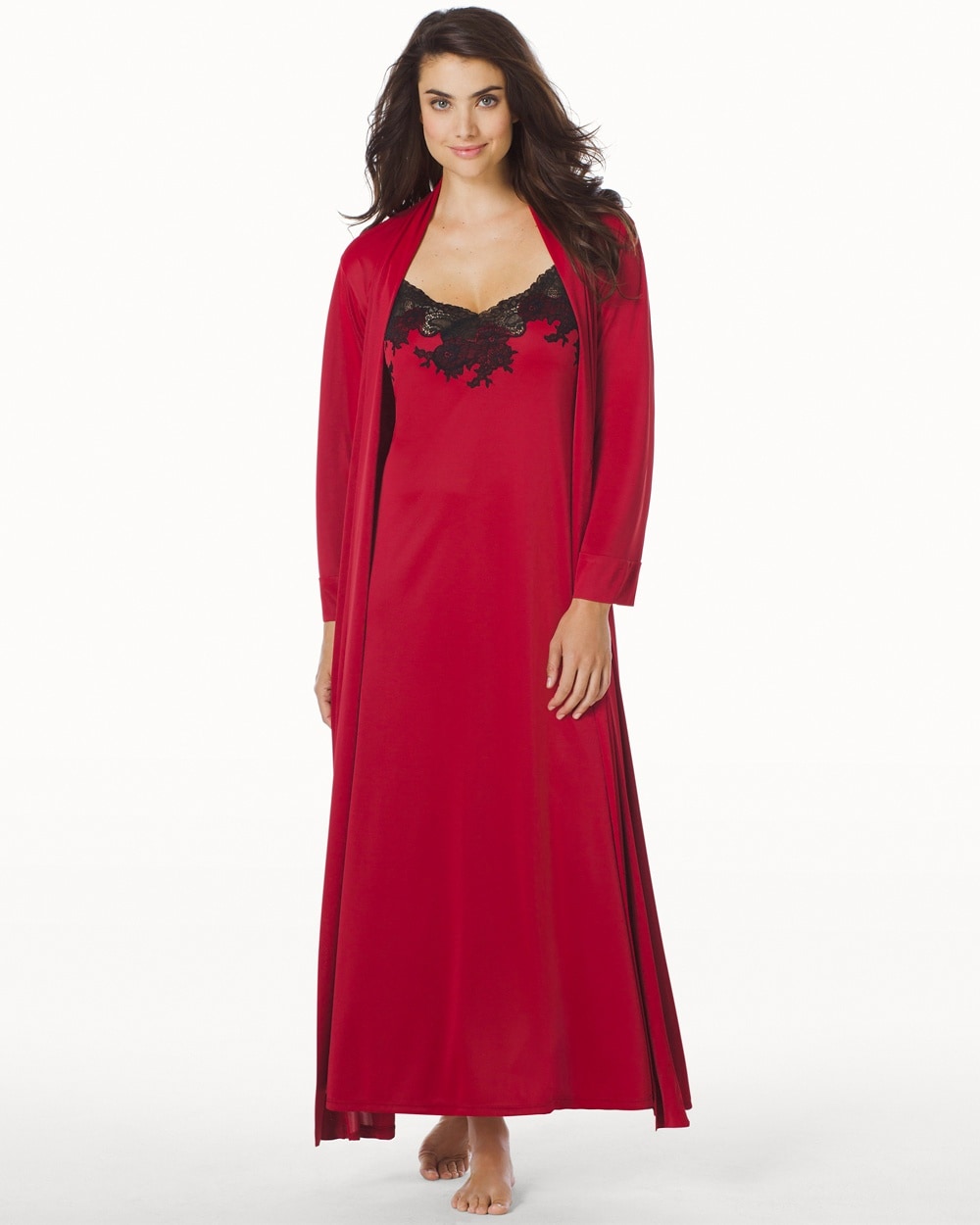 Slinky Long Nightgown With Lace - Soma