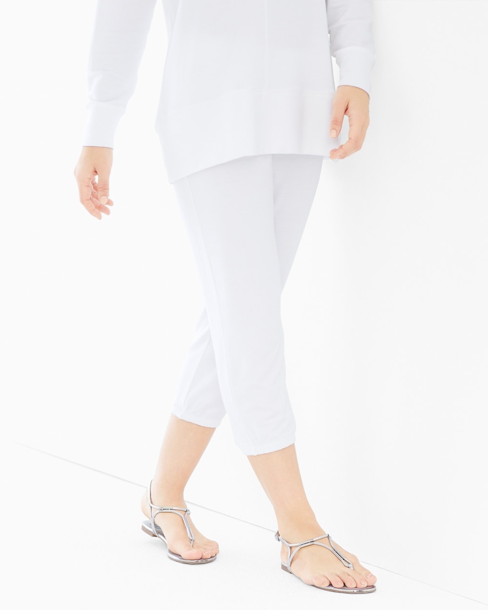 Live. Lounge. Wear. Divine Terry Banded Crop Pants Bright White