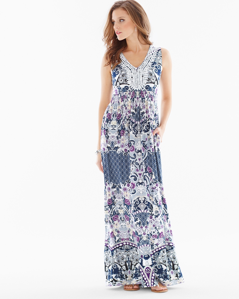 Crochet-Trim Maxi Dress Illustrious Navy