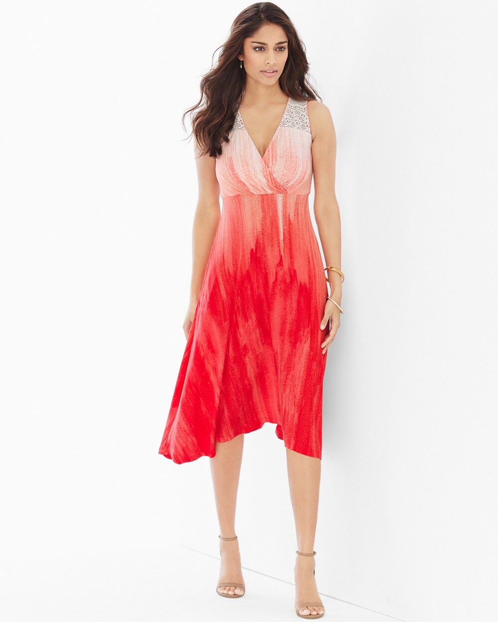 Lace Back Midi Dress Untold Ombre Guava