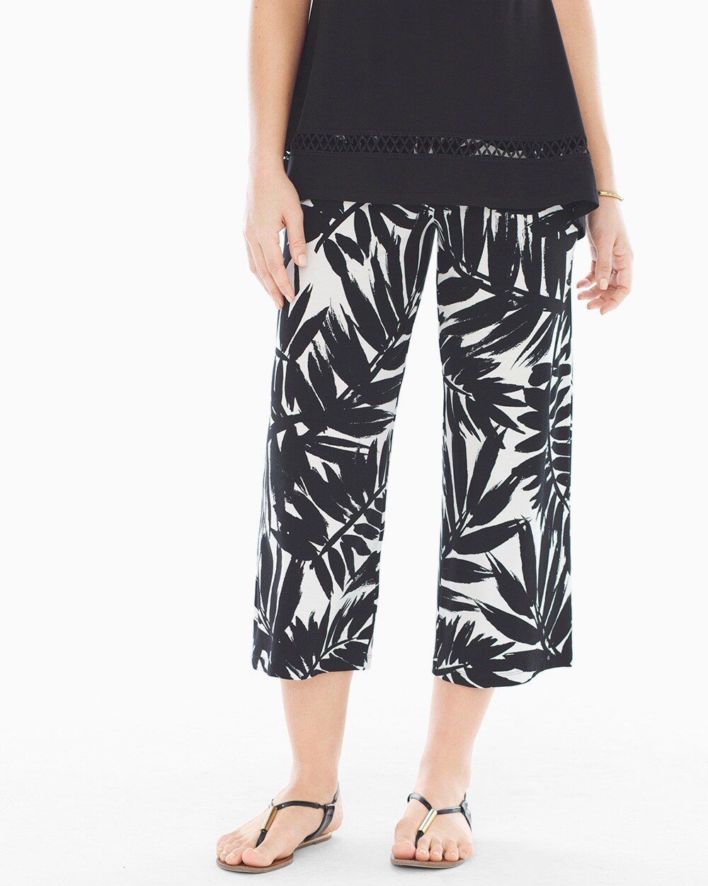 Live. Lounge. Wear. Wide-Leg Crop Pants Painted Palm Black