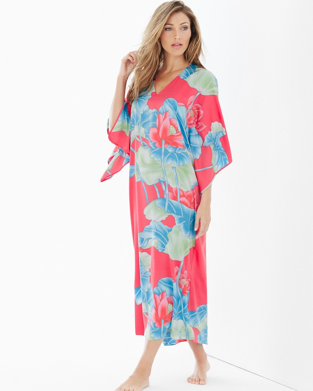 Natori Lian Caftan Nightgown Coral