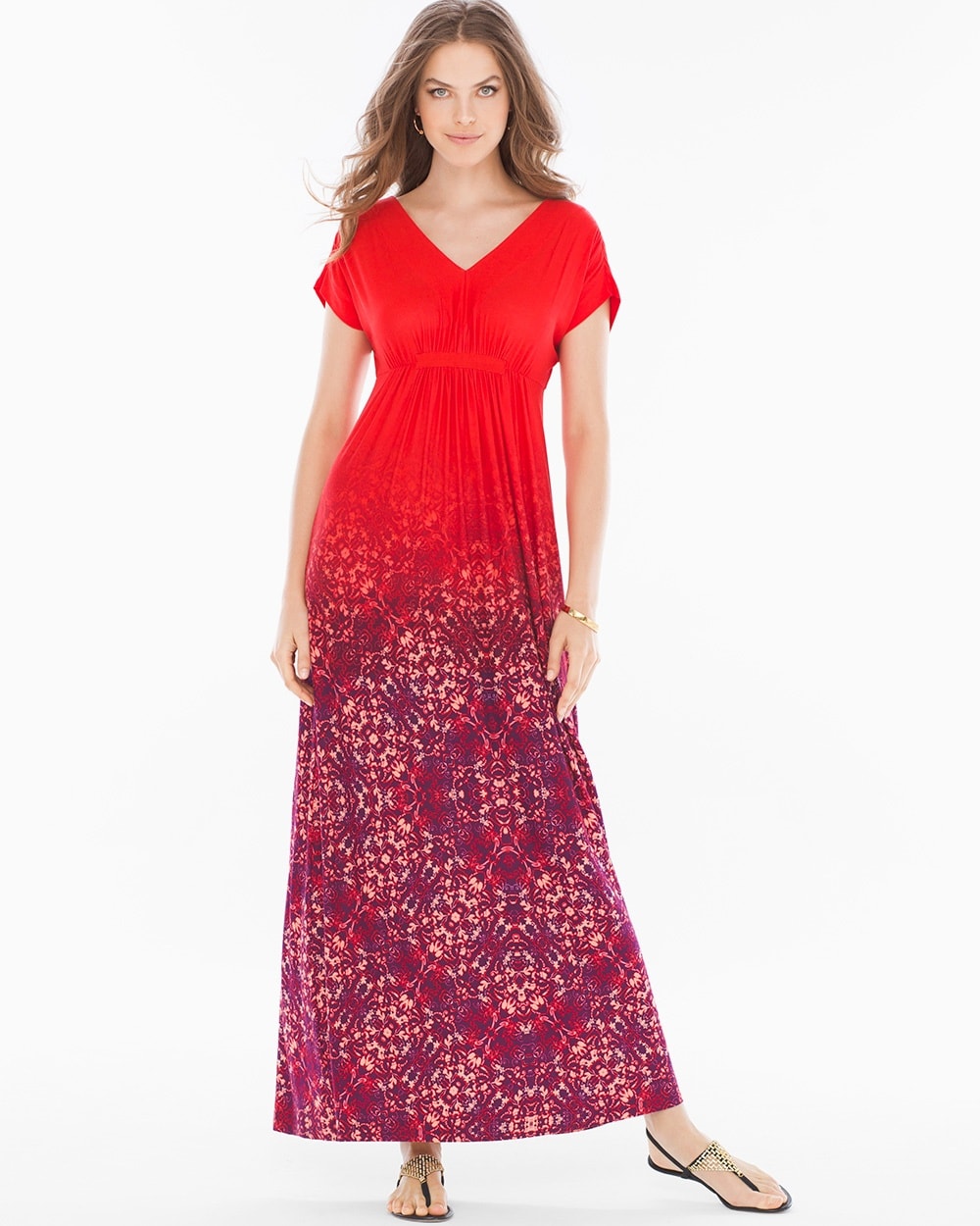 Grecian-Inspired Maxi Dress Tango Ombre Poppy
