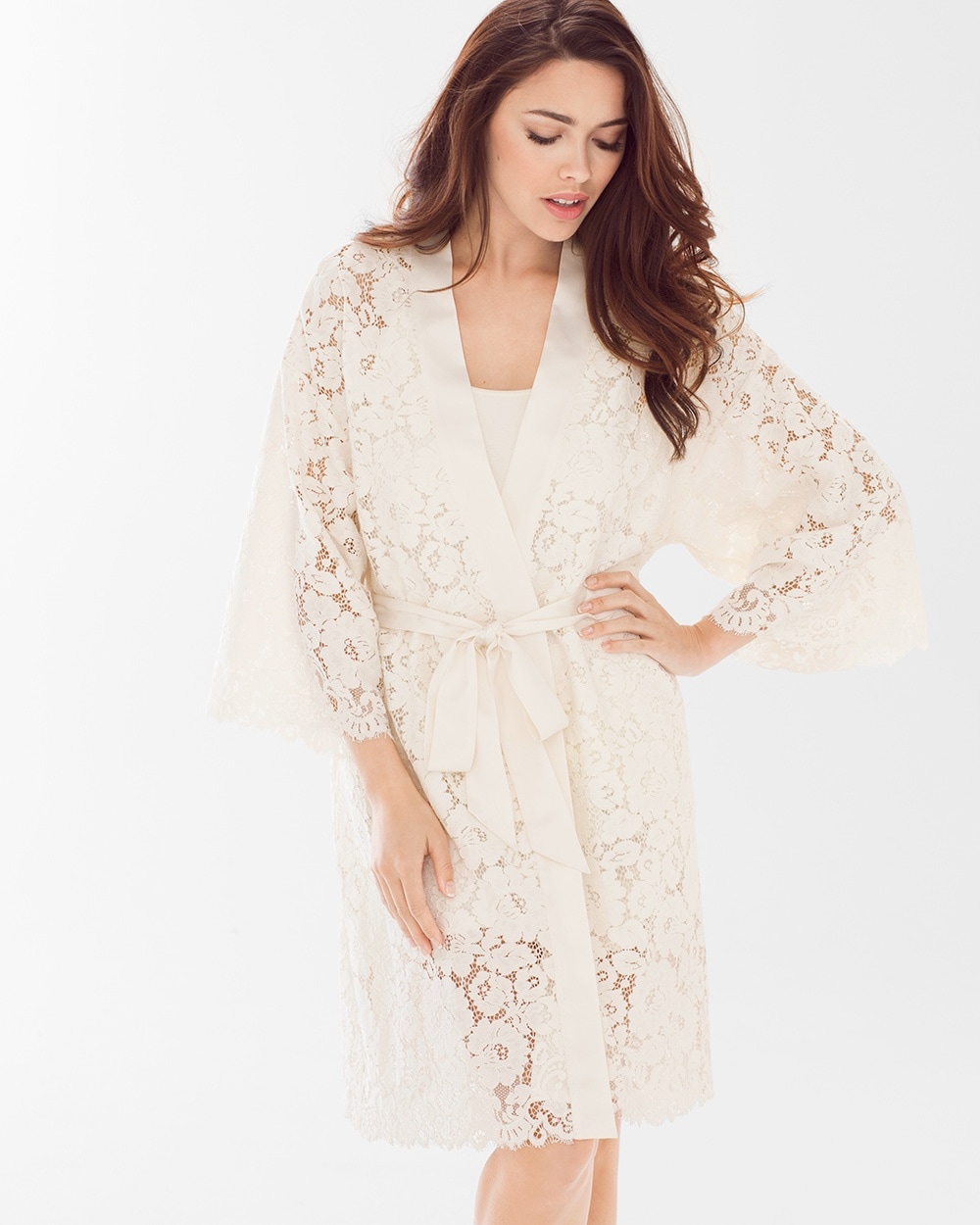 Allover Lace Robe Ivory