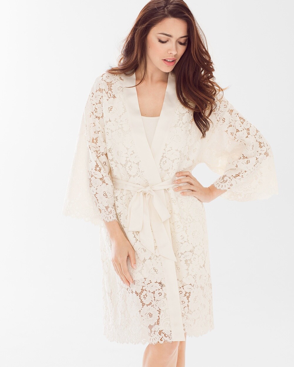 Allover Lace Robe Ivory