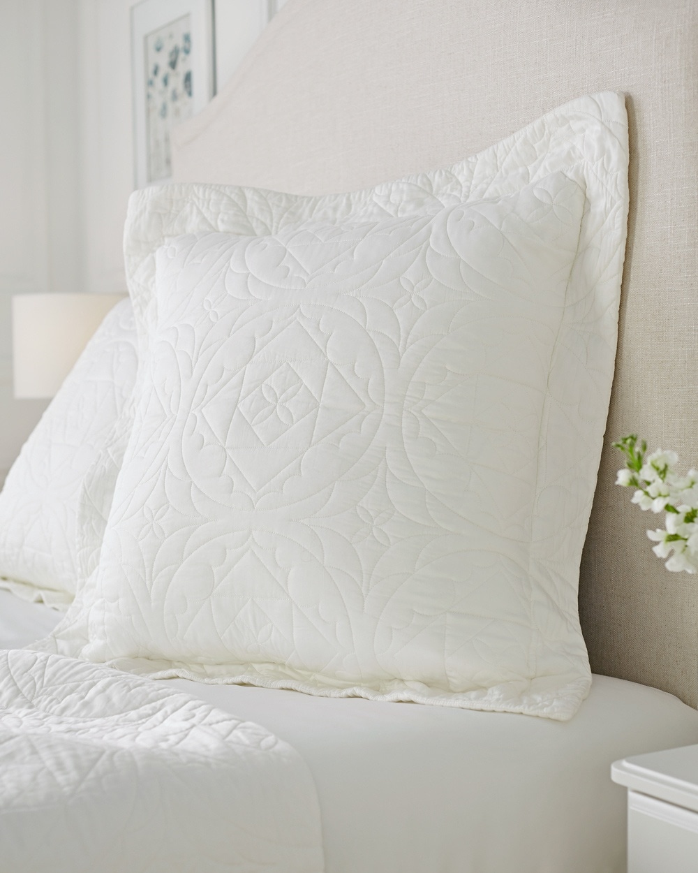 Viscose from Bamboo Luxe Quilted Euro Sham Ivory
