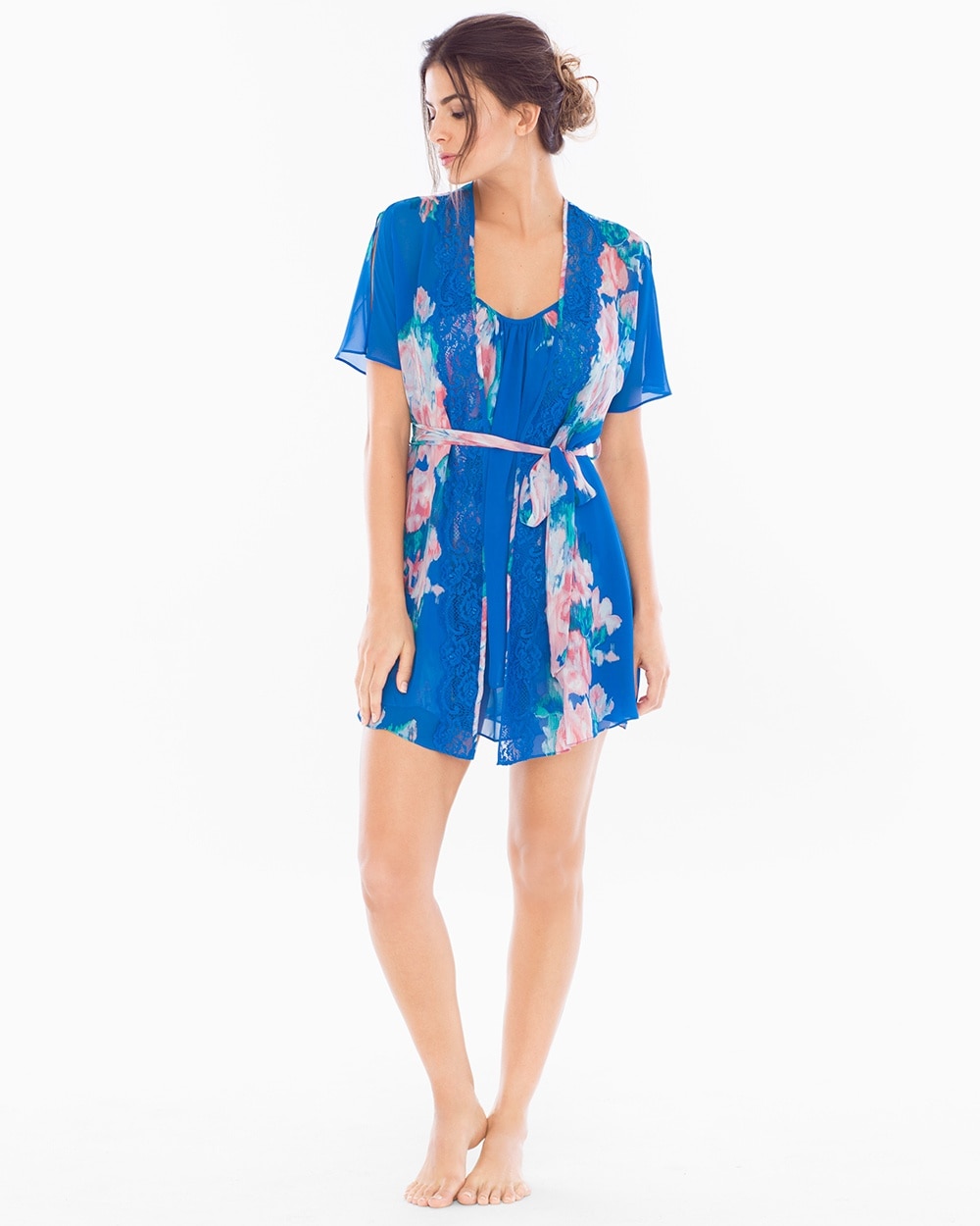 In Bloom Antonia Sheer Short Robe Floral Print