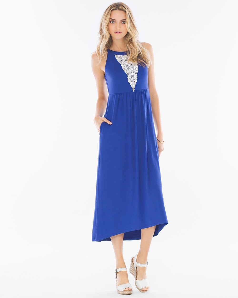 High-Low Hem Midi Dress Jewel Blue
