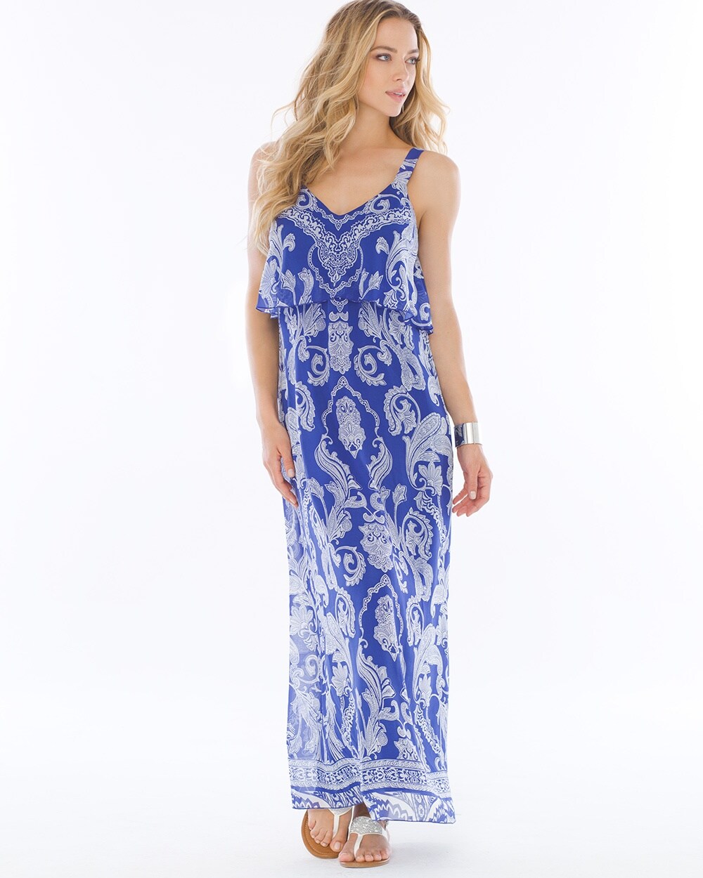 Chiffon Flounce Maxi Dress Spirit Paisley Jewel - Soma