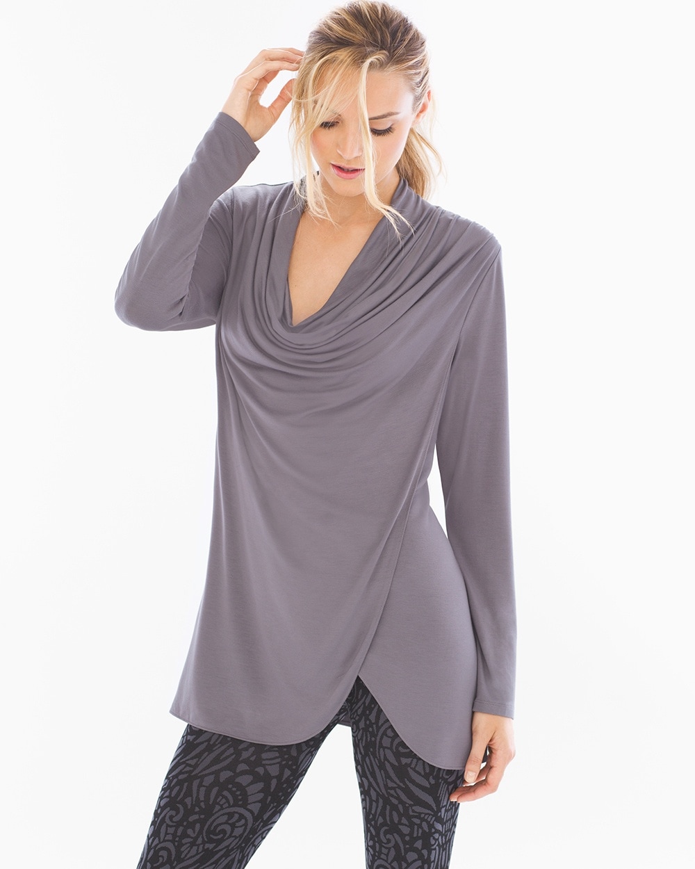 Live. Lounge. Wear. Draped-Front Tunic Excalibur Grey