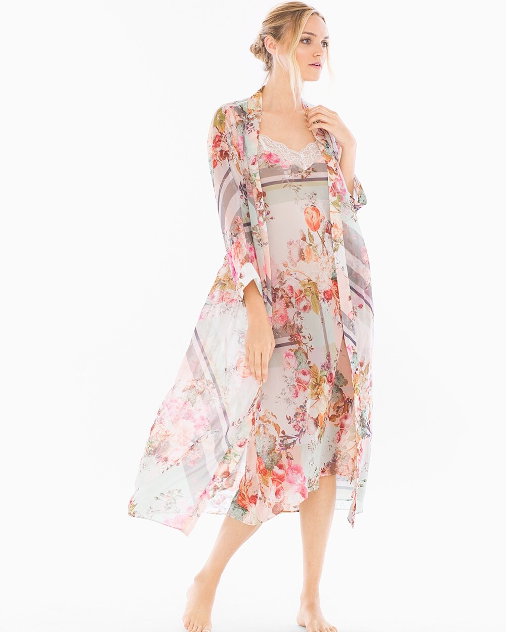 floral chiffon robe