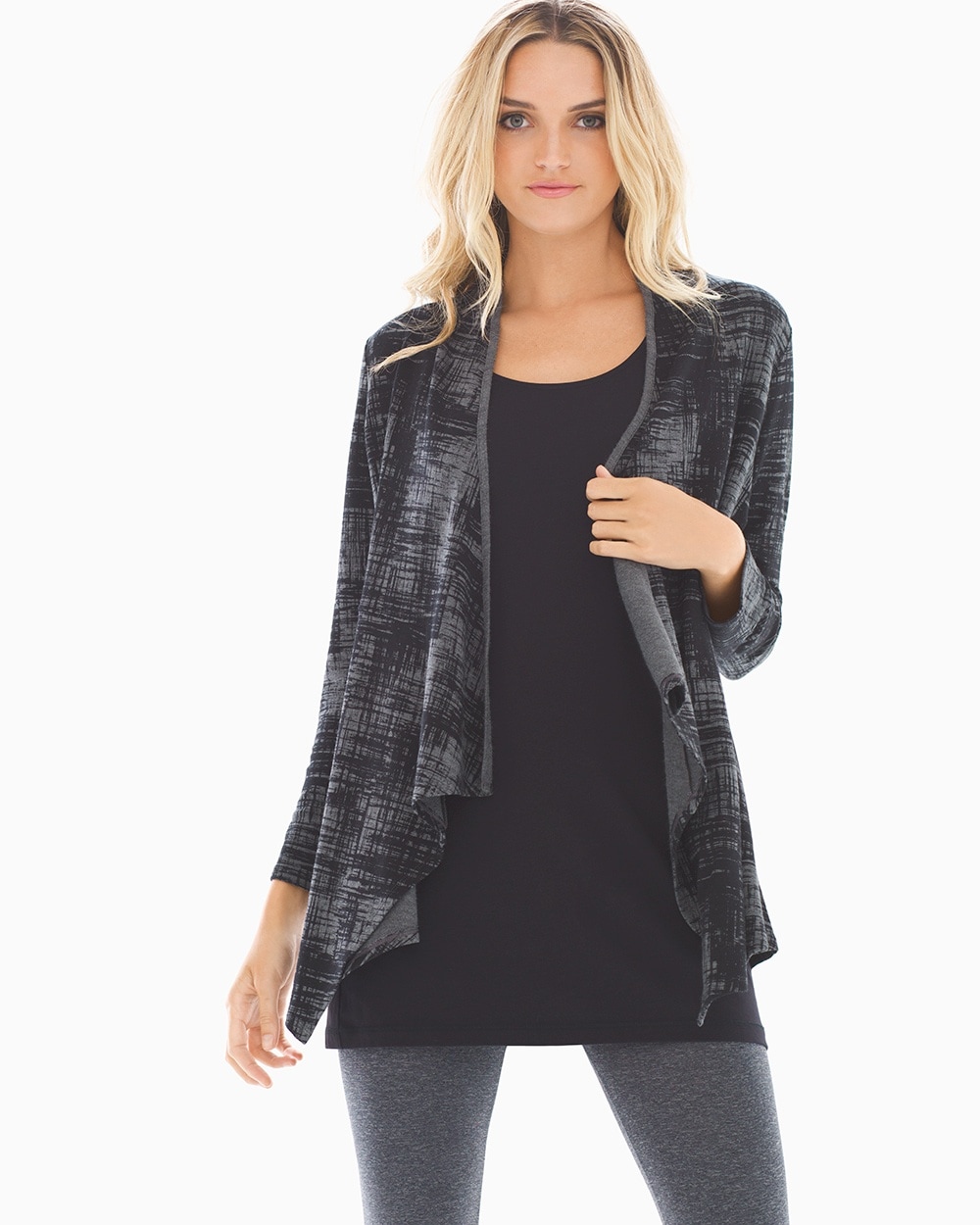 Divine Terry Shirred Back Wrap Abstract Plaid