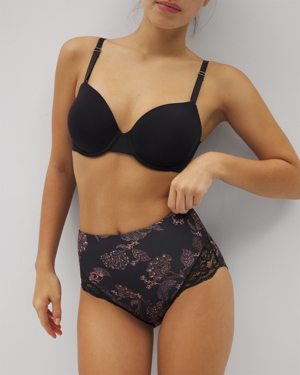 Soma Women's Vanishing Tummy High-waist Brief Panty With Lace In Black Size Xl |