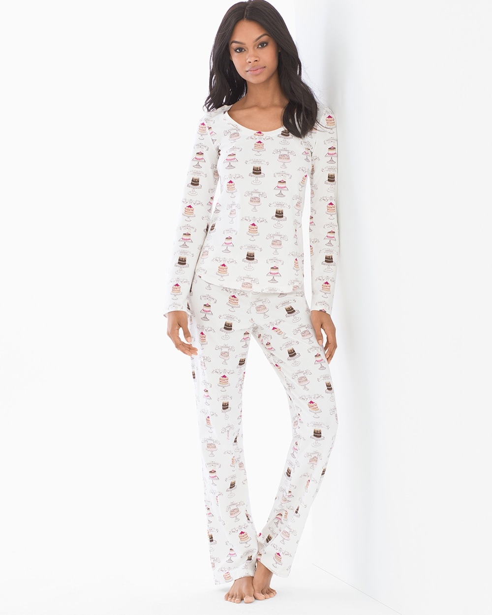 BedHead Cotton Blend Knit Long Sleeve Scoopneck Pajama Set