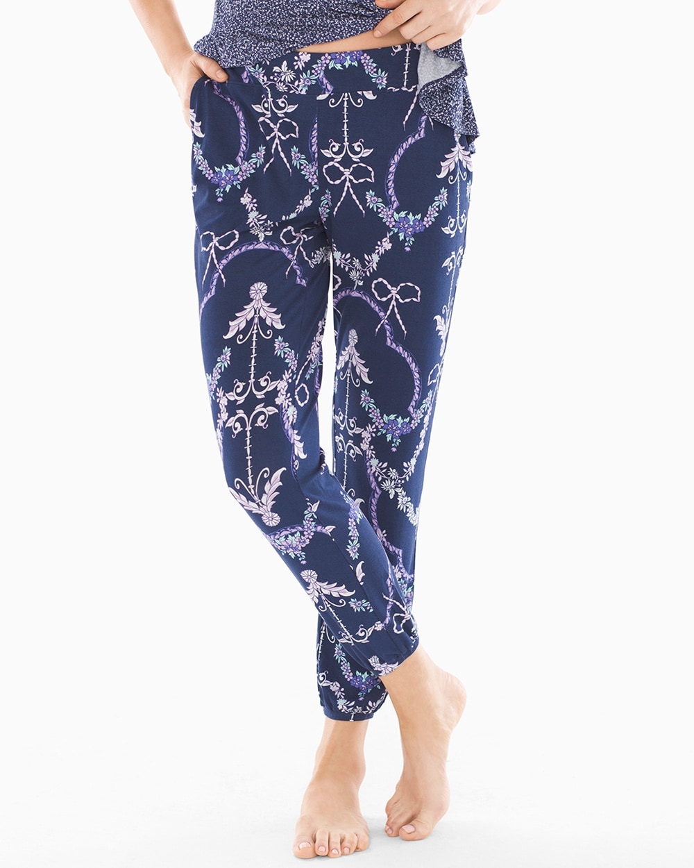 Cool Nights Banded Ankle Pajama Pants Bellissimo Navy