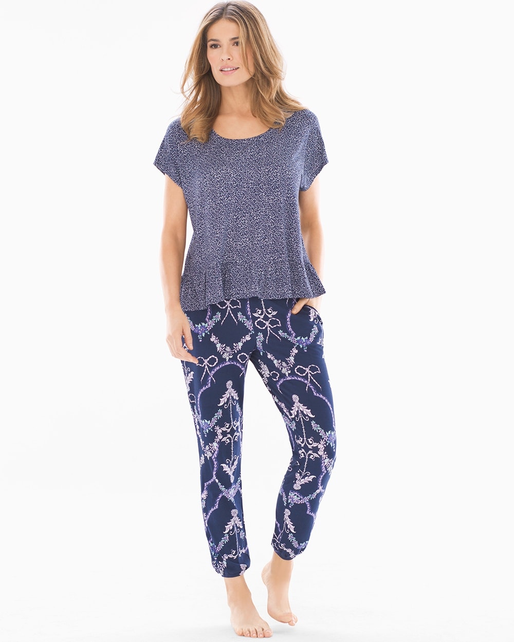 Cool Nights Banded Ankle Pajama Pants Bellissimo Navy - Soma
