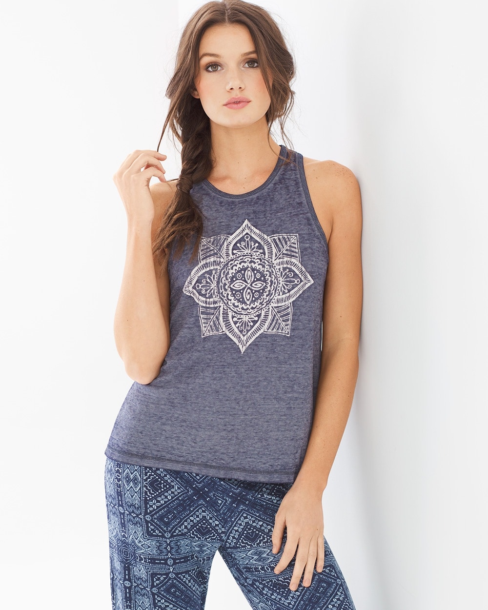 P.J. Salvage Blue Batik Tank Top