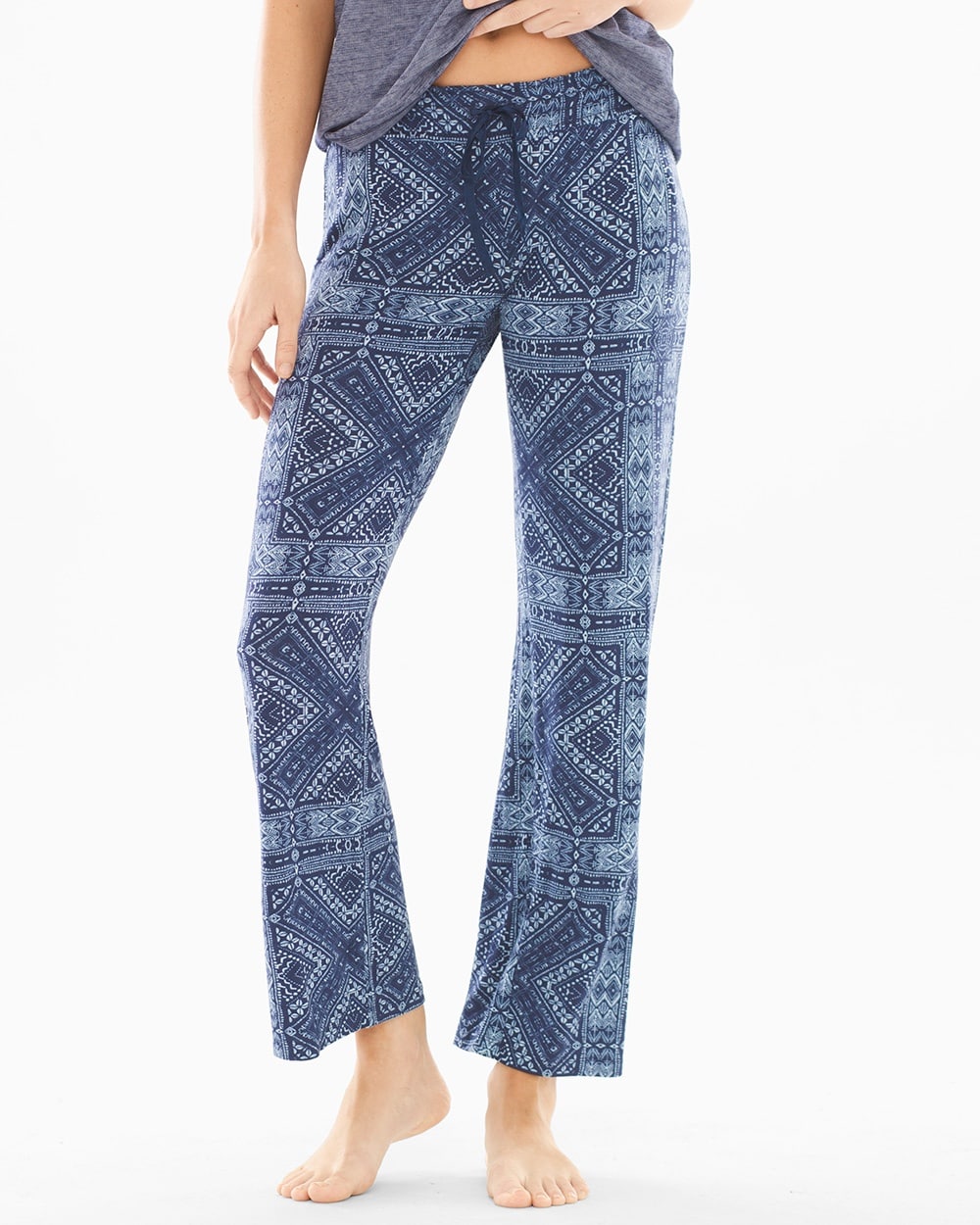 P.J. Salvage Blue Patik Cotton Blend Pajama Pants Navy